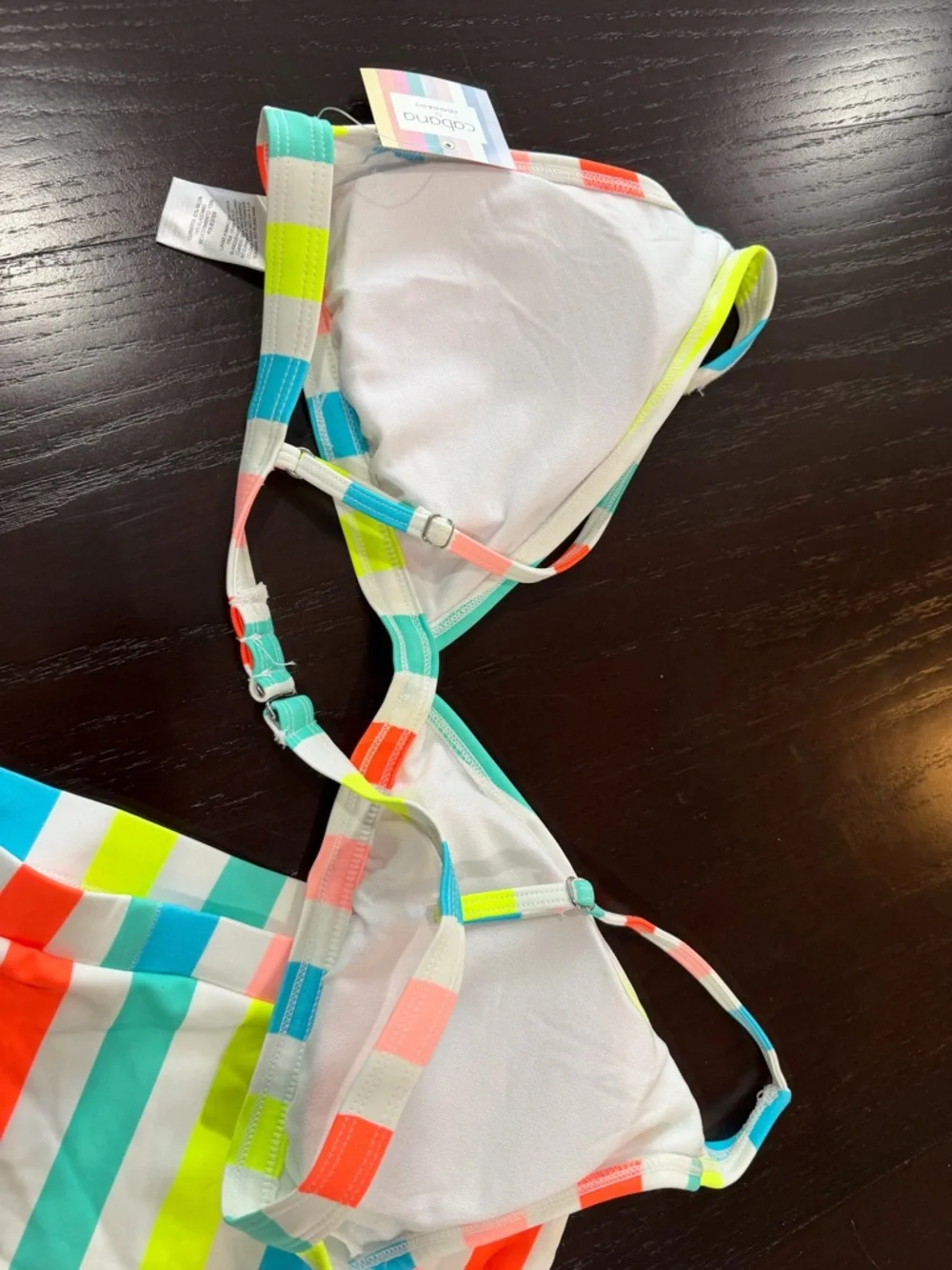 Cabana by Crown‎ & ivy Multicolor Stripe Bikini Set - Neon Coral, Aqua & Yellow